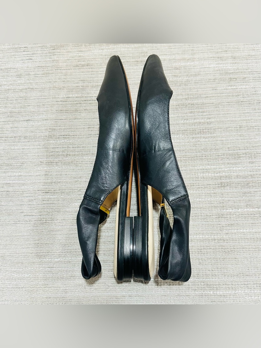 Cole Haan Eden Skimmer Ballet Flats Black Leather Pointed Toe Slingback Sz10,5 - Picture 6 of 10